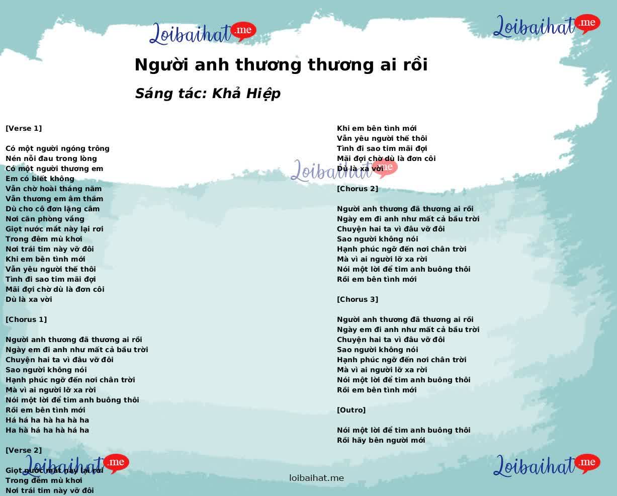 Người anh thương thương ai rồi