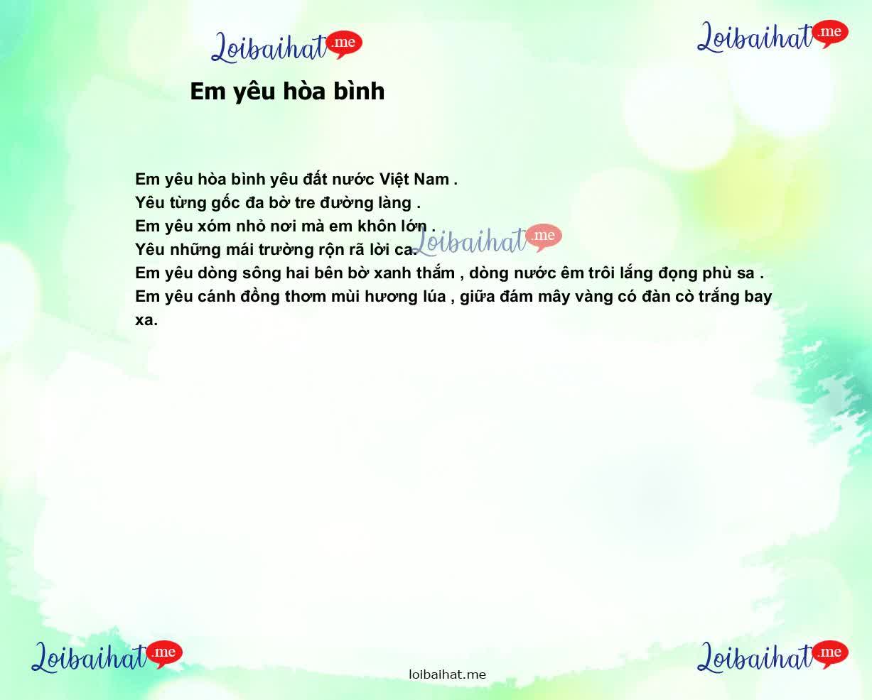 Em yêu hòa bình