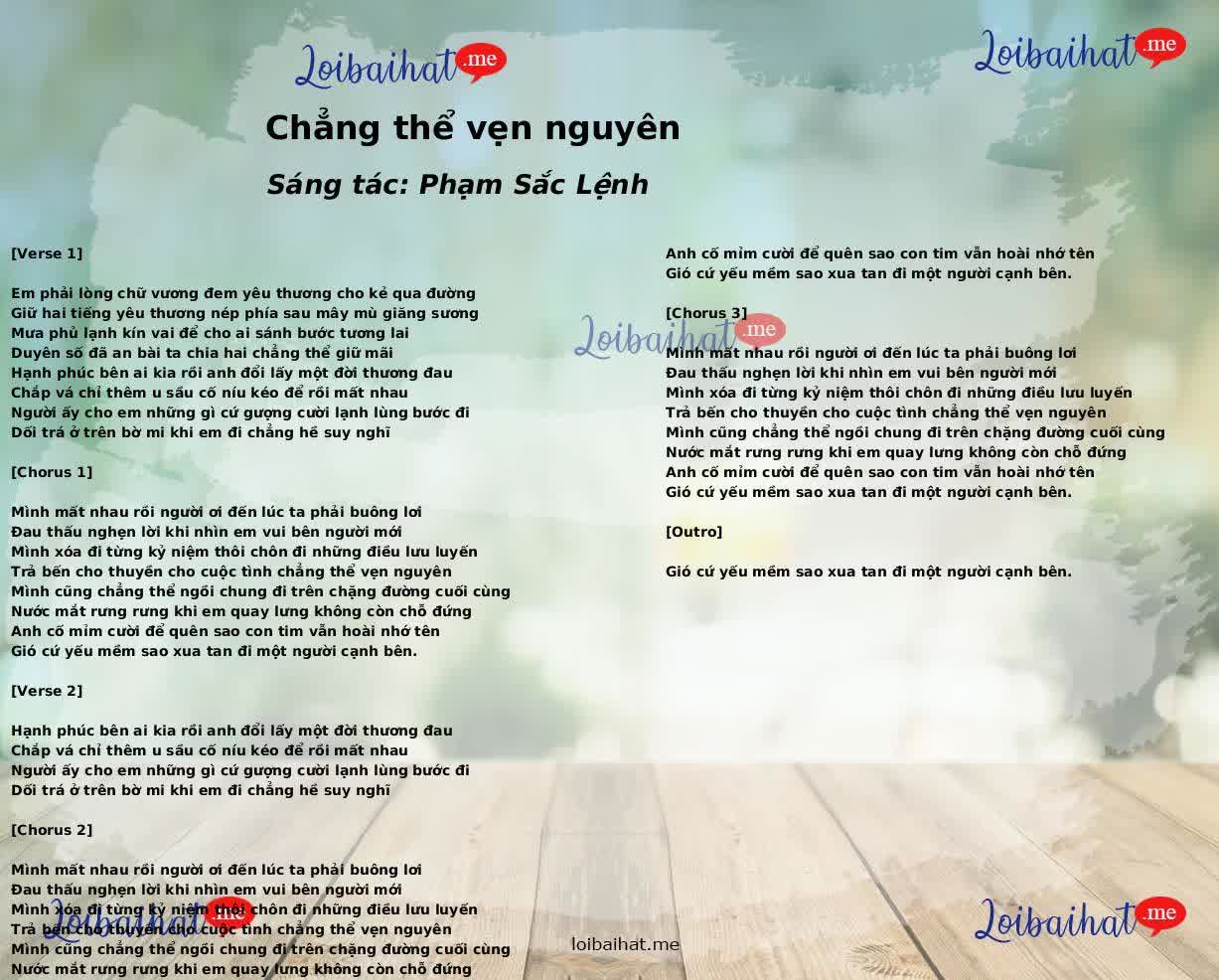 Chẳng thể vẹn nguyên