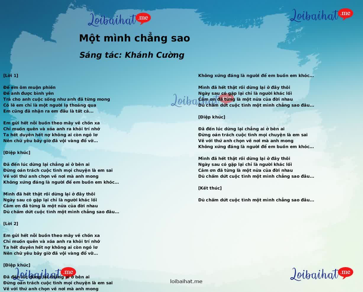 Một mình chẳng sao