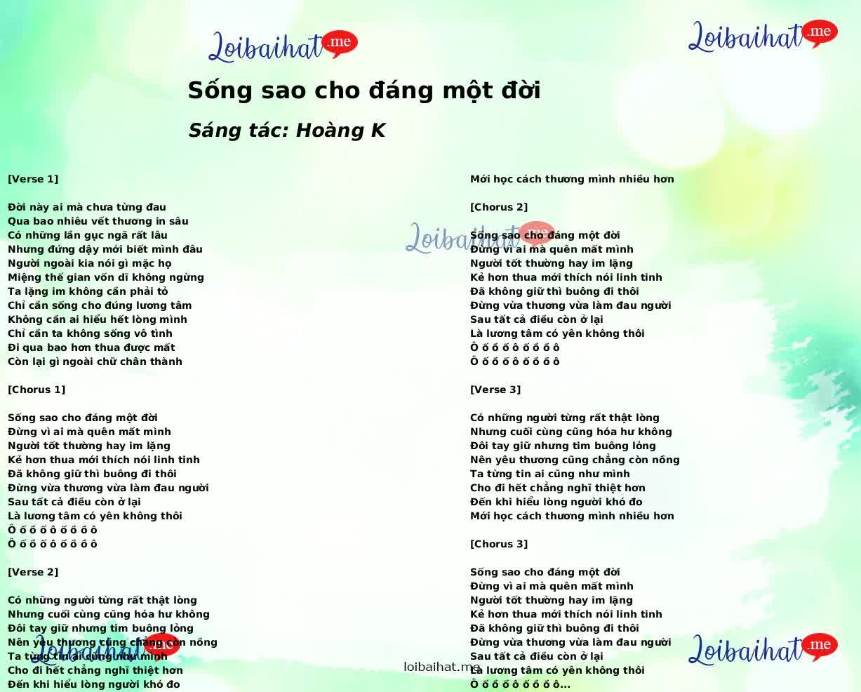 Sống sao cho đáng một đời