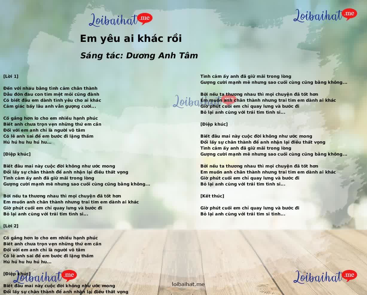 Em yêu ai khác rồi