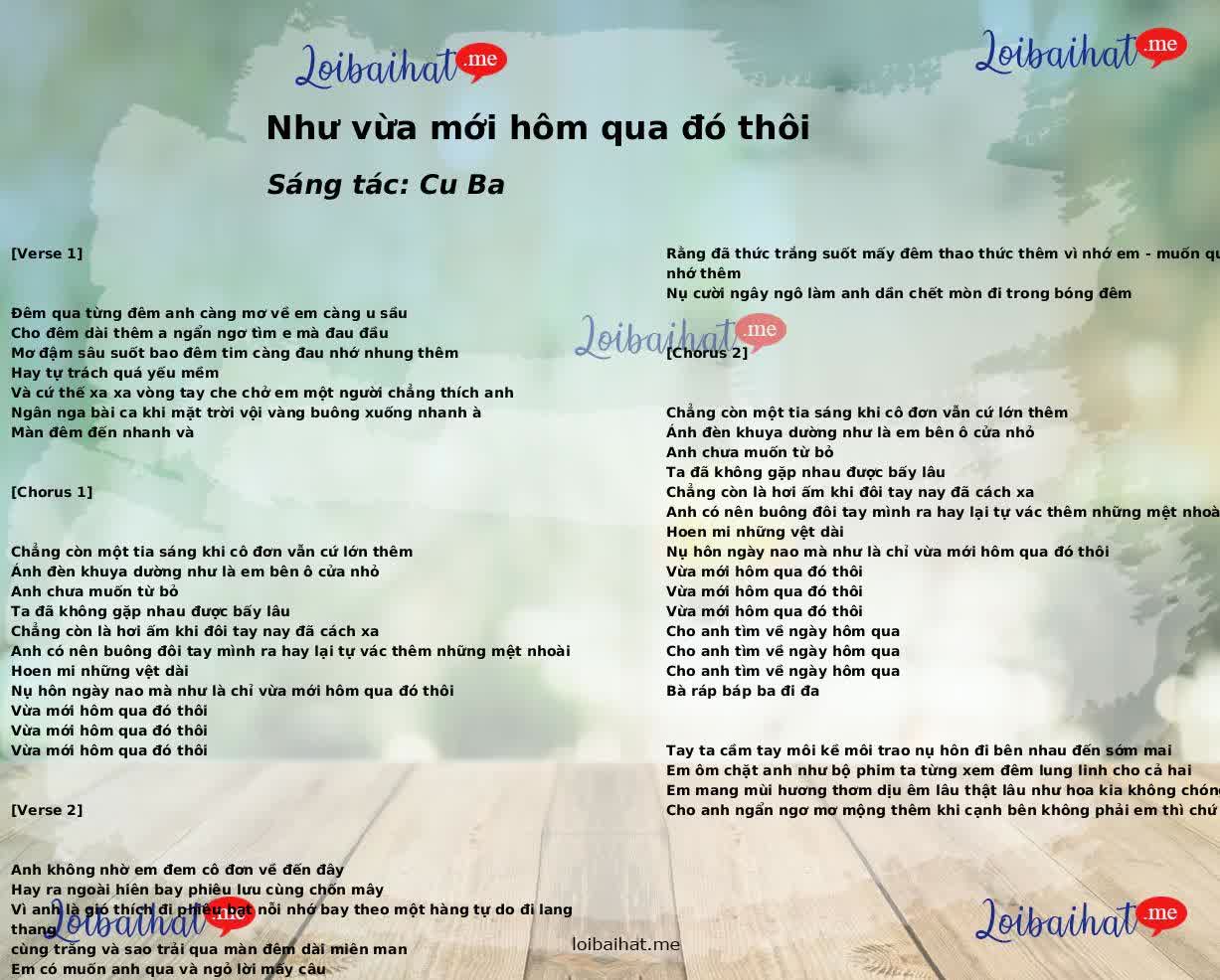 Như vừa mới hôm qua đó thôi