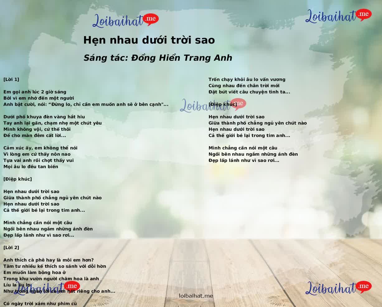 Hẹn nhau dưới trời sao