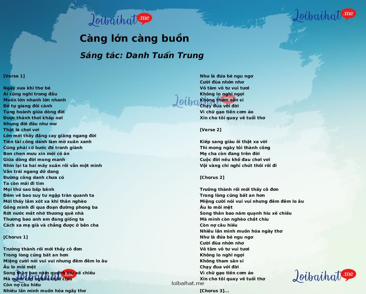 Càng lớn càng buồn