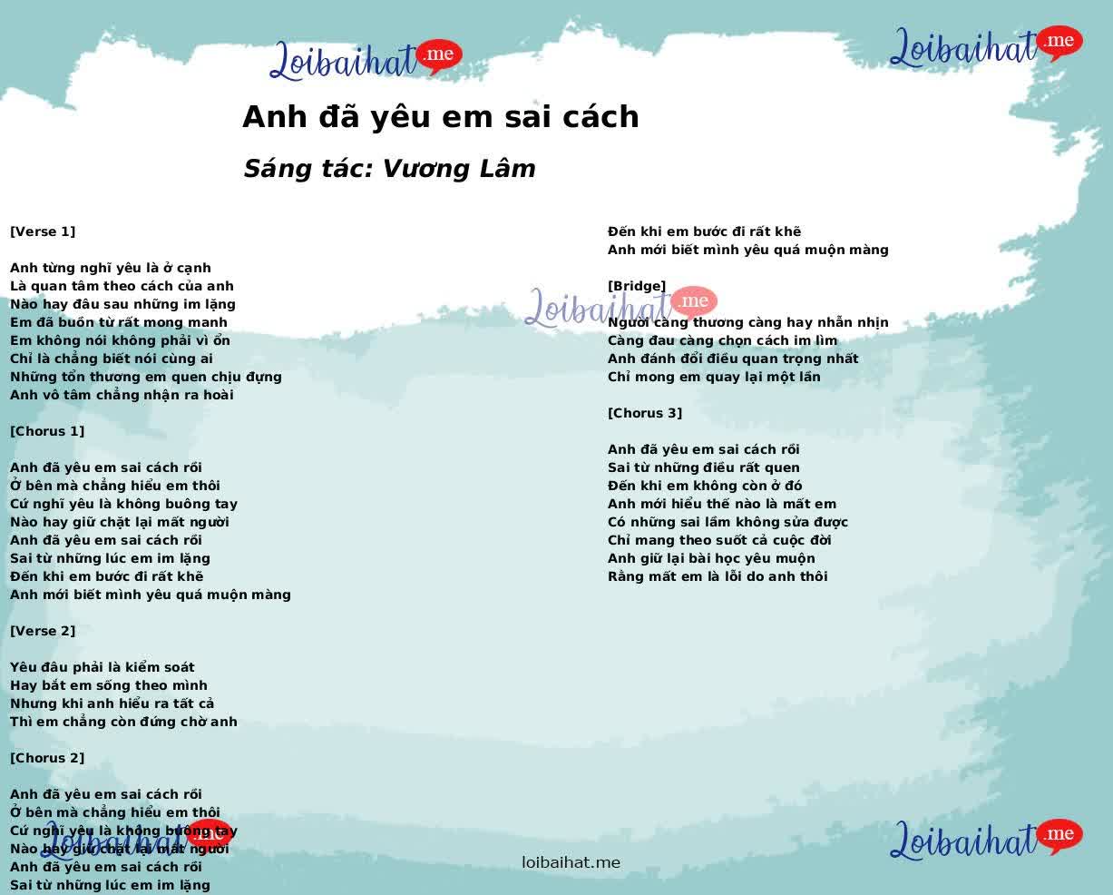 Anh đã yêu em sai cách