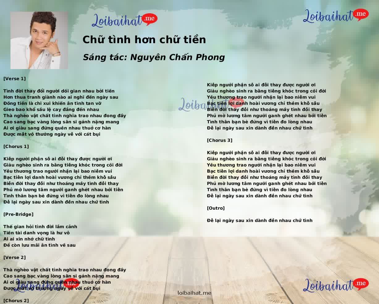 Chữ tình hơn chữ tiền