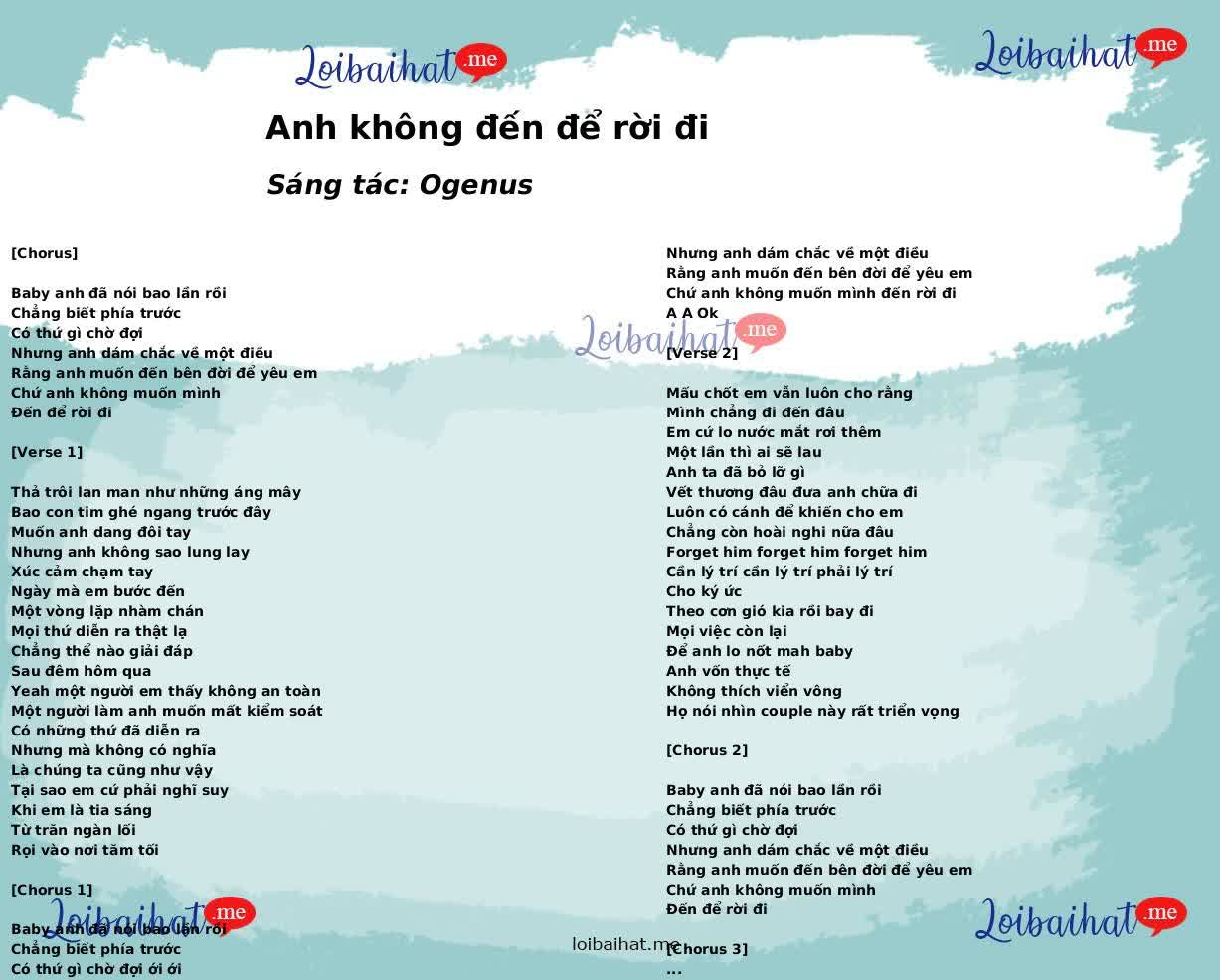 Anh không đến để rời đi