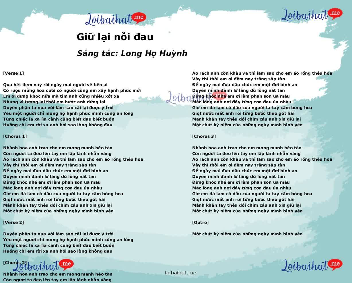 Giữ lại nỗi đau