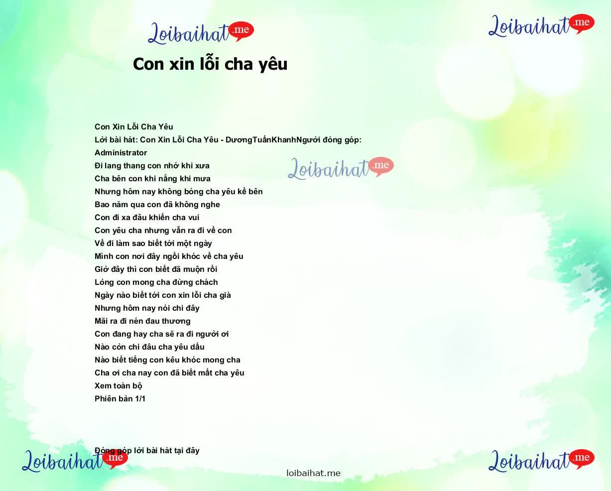 Con xin lỗi cha yêu