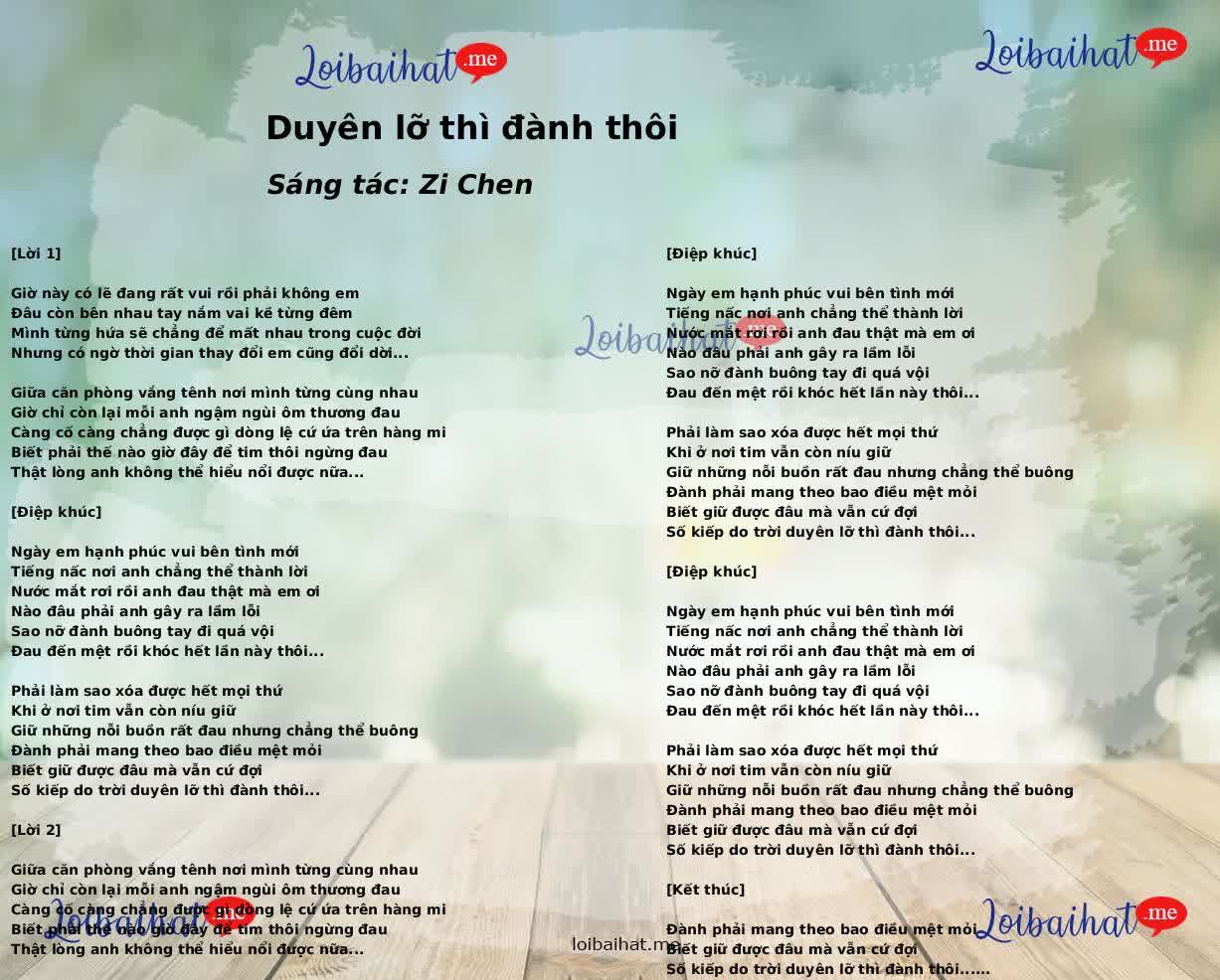 Duyên lỡ thì đành thôi