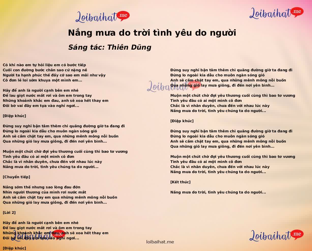 Nắng mưa do trời tình yêu do người