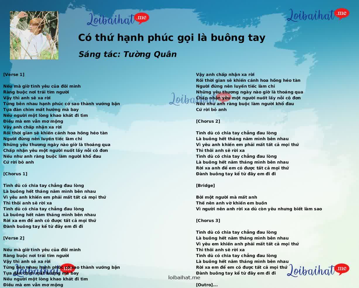 Có thứ hạnh phúc gọi là buông tay