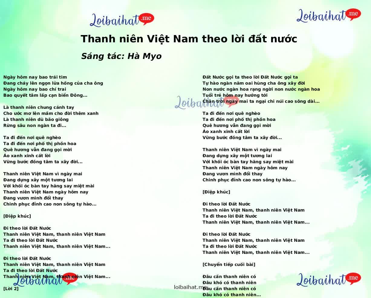 Thanh niên Việt Nam theo lời đất nước
