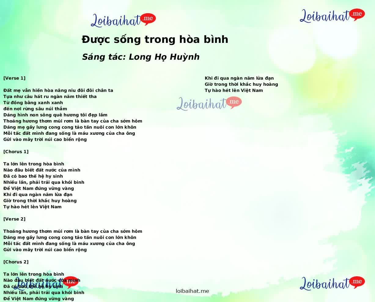 Được sống trong hòa bình