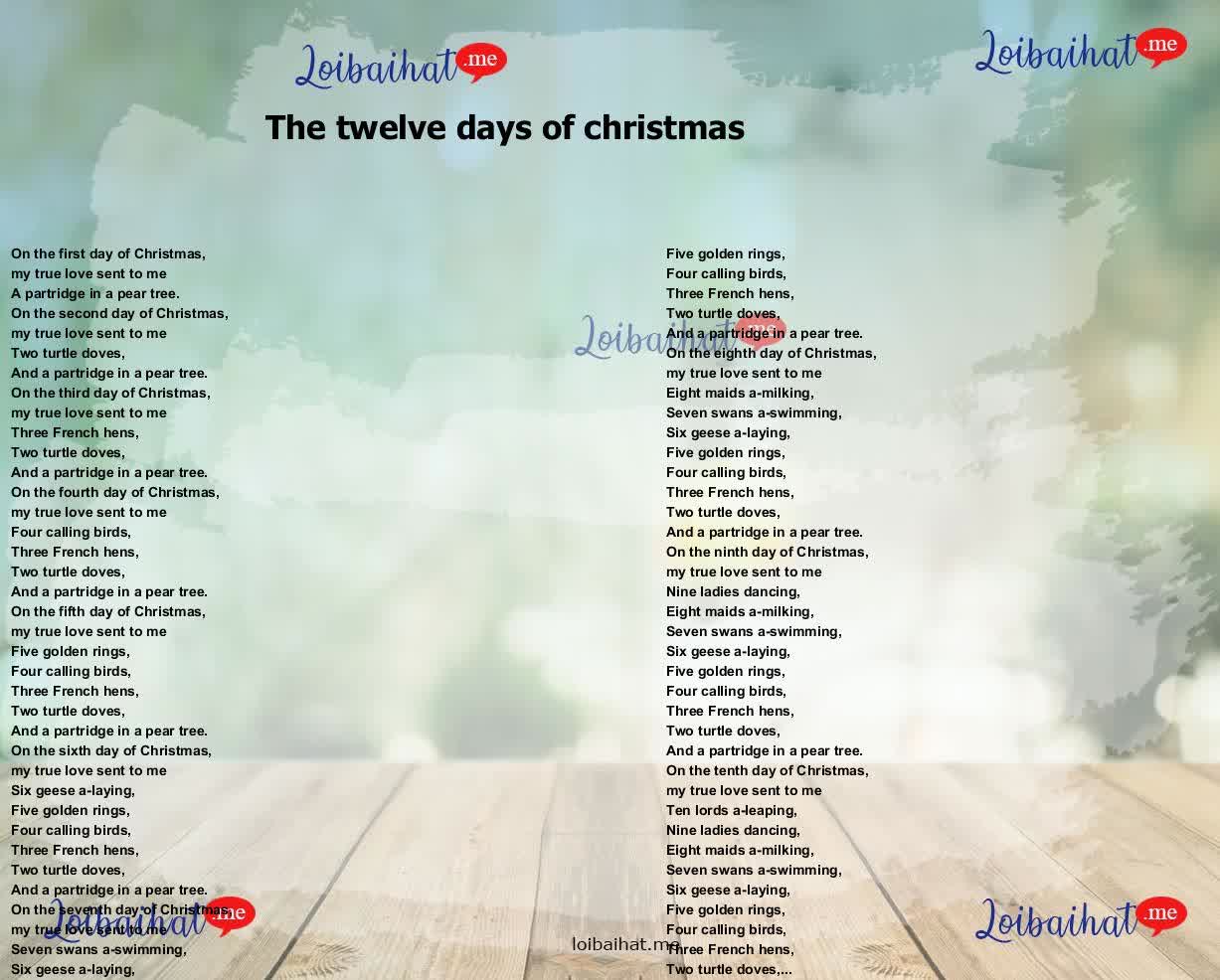 The twelve days of christmas