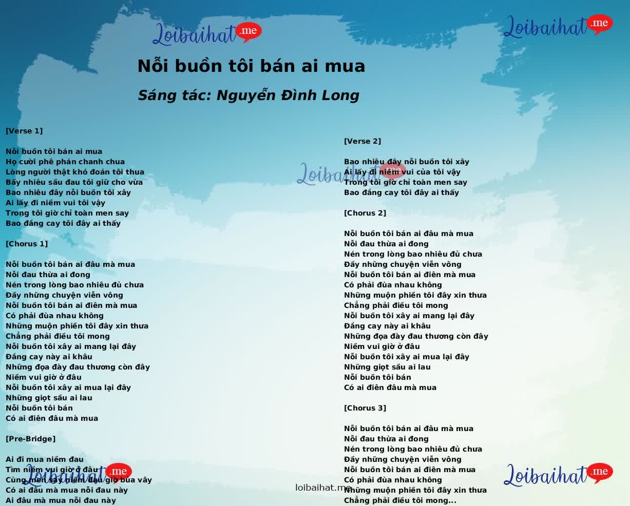 Nỗi buồn tôi bán ai mua