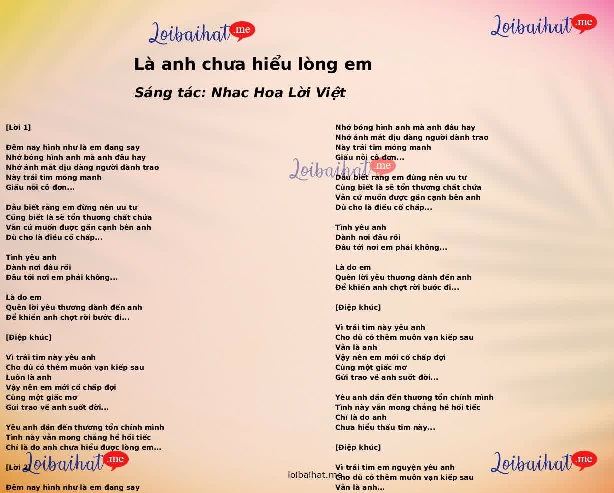 Là anh chưa hiểu lòng em