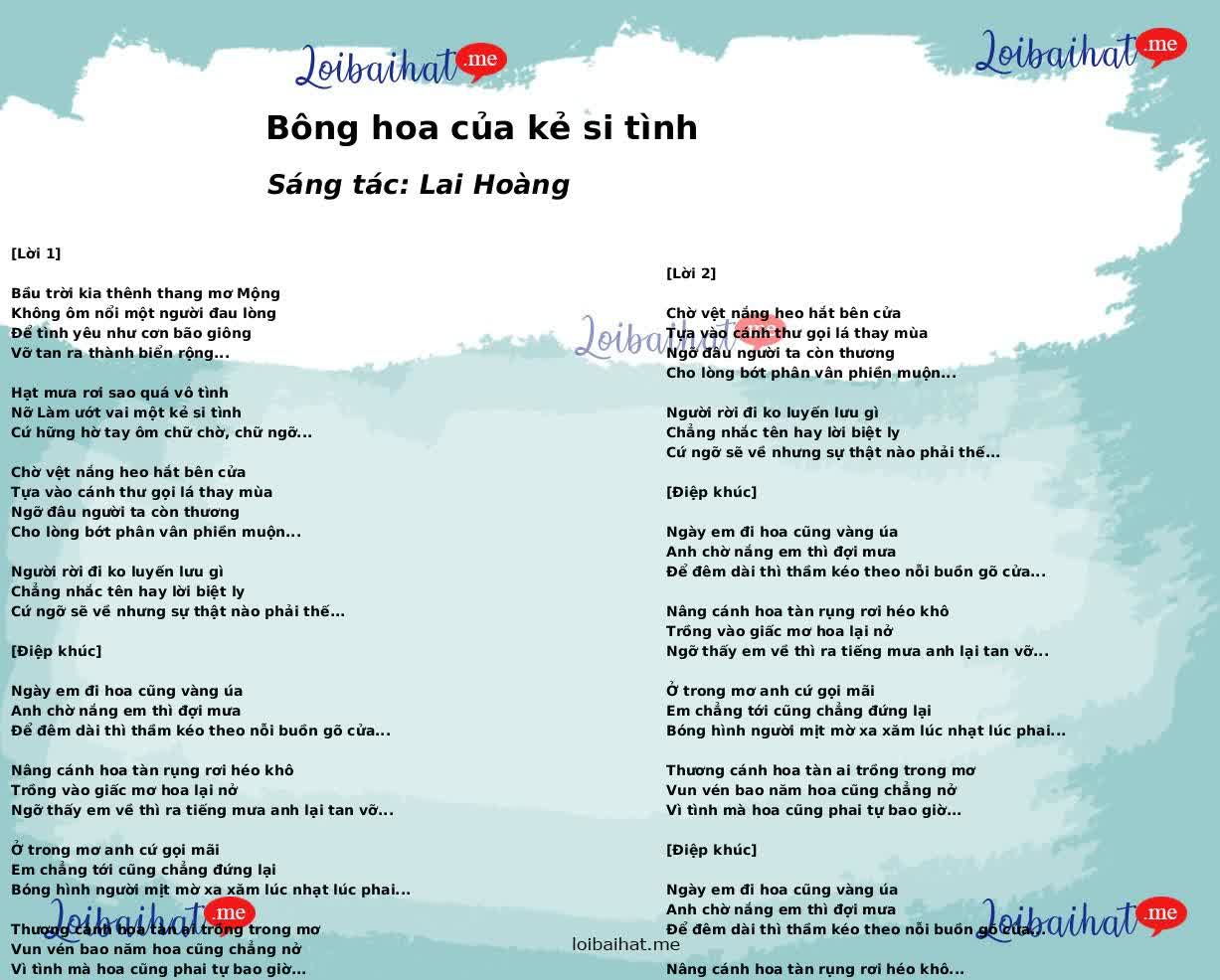 Bông hoa của kẻ si tình