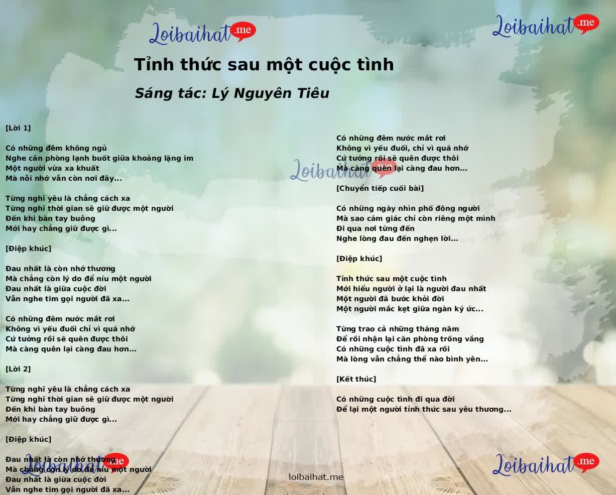 Tỉnh thức sau một cuộc tình