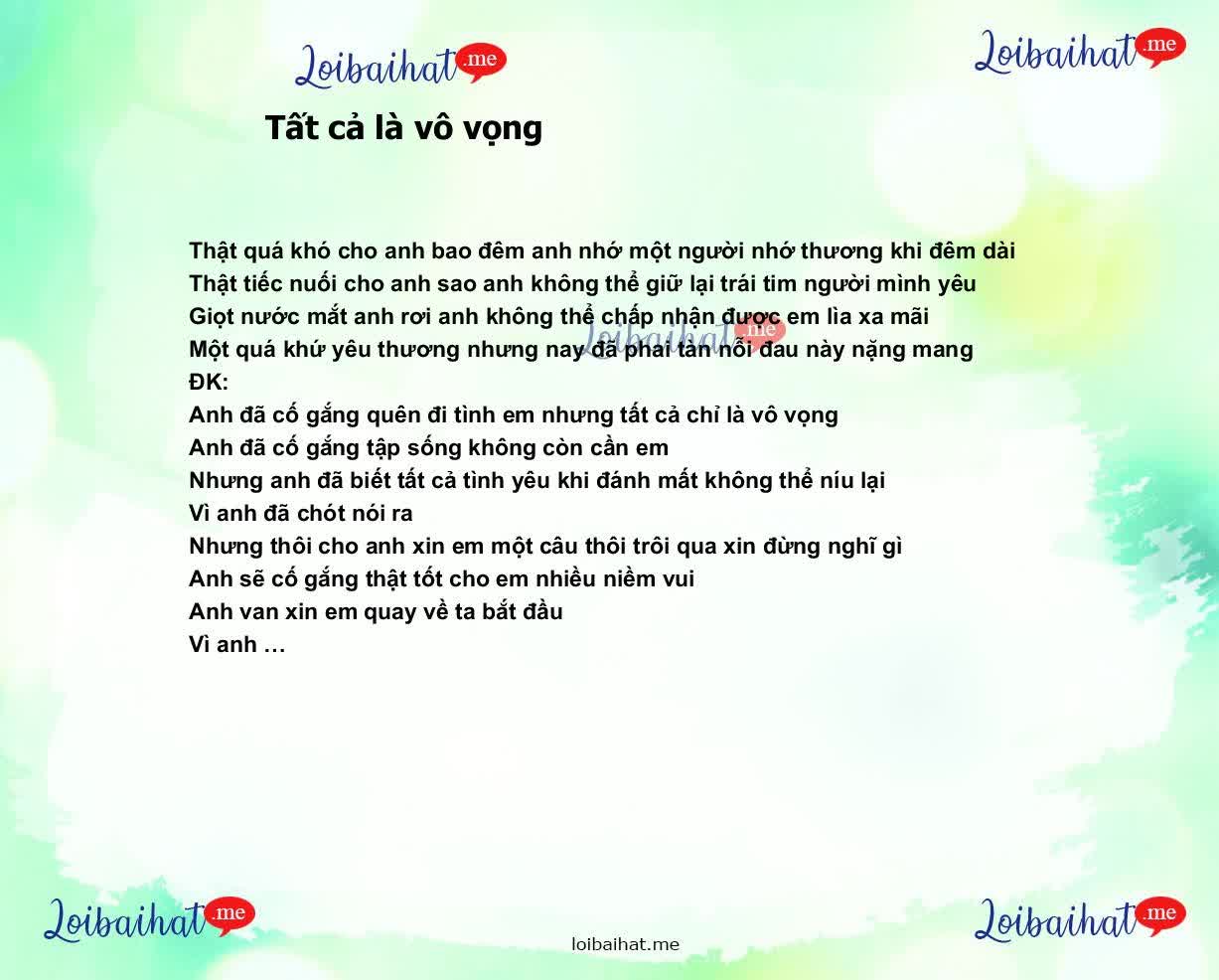 Tất cả là vô vọng