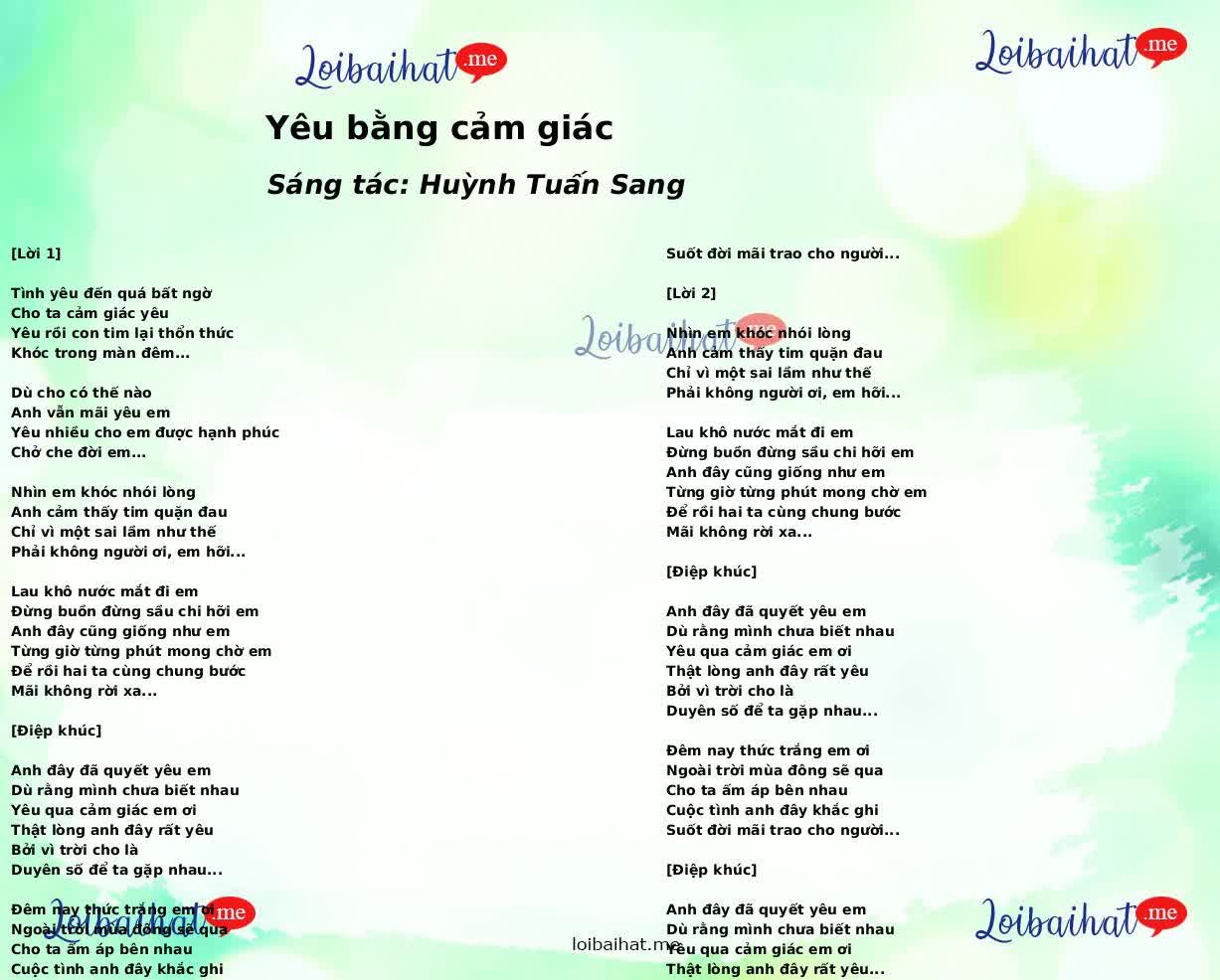 Yêu bằng cảm giác