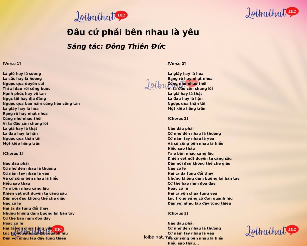 Đâu cứ phải bên nhau là yêu
