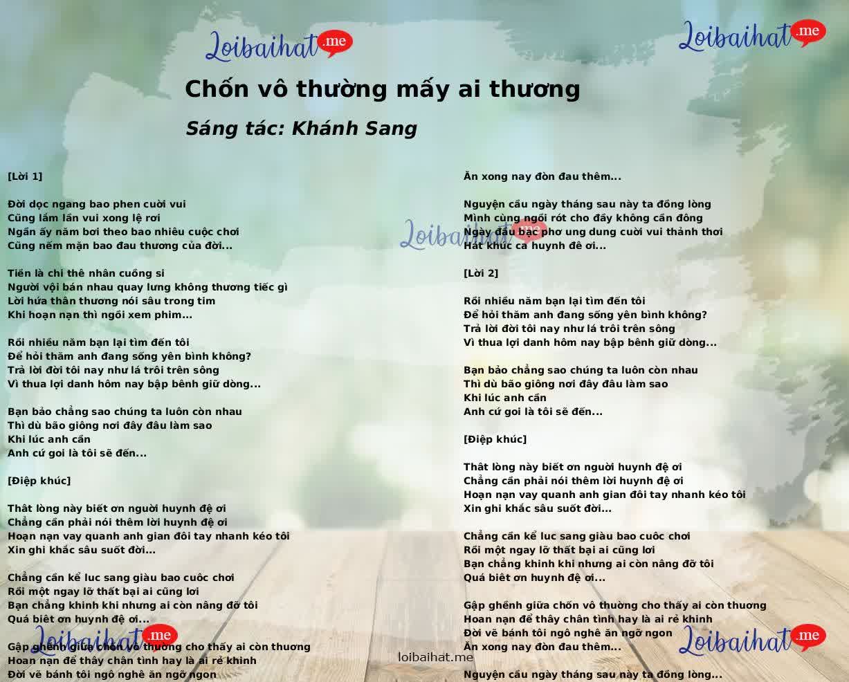 Chốn vô thường mấy ai thương