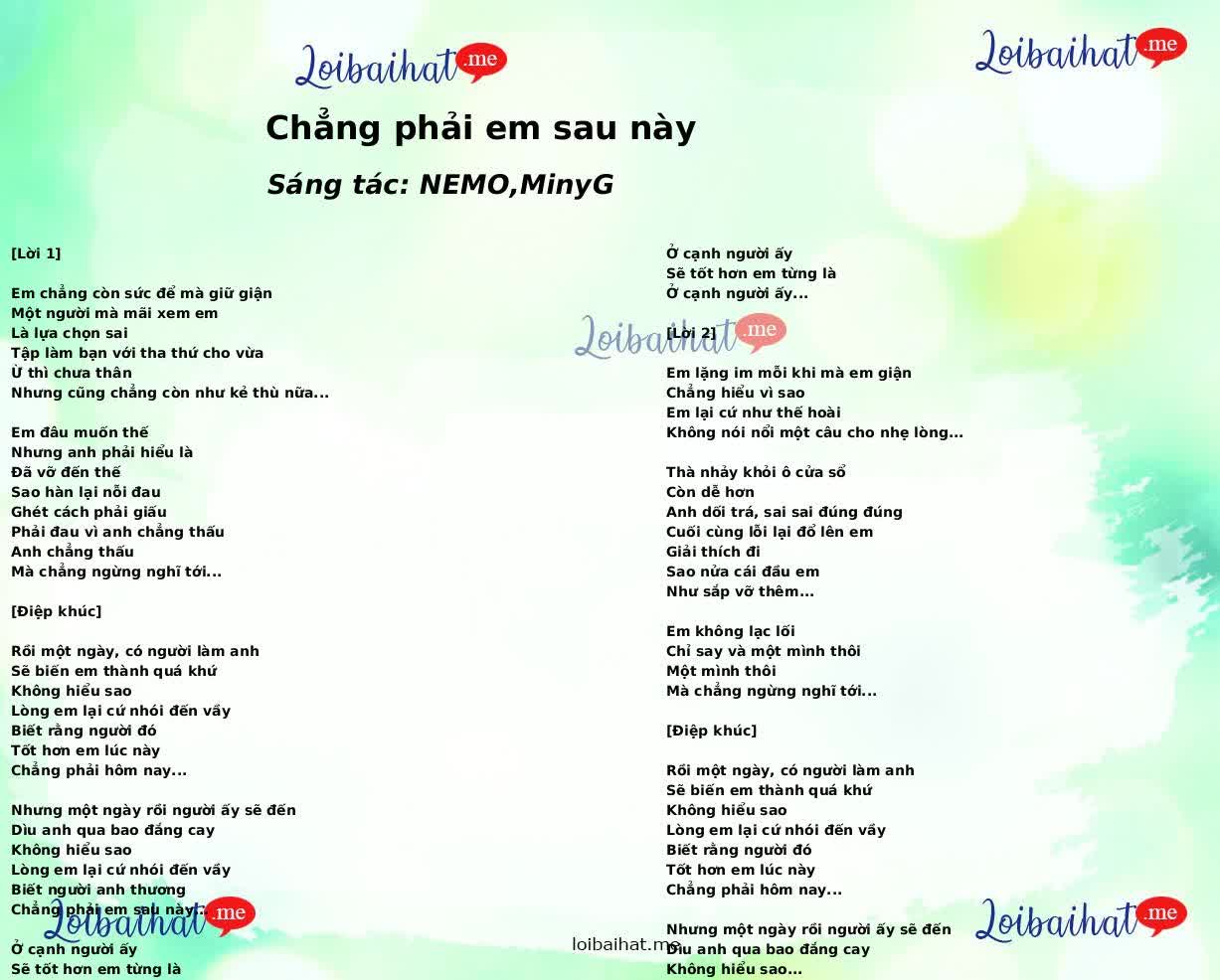 Chẳng phải em sau này