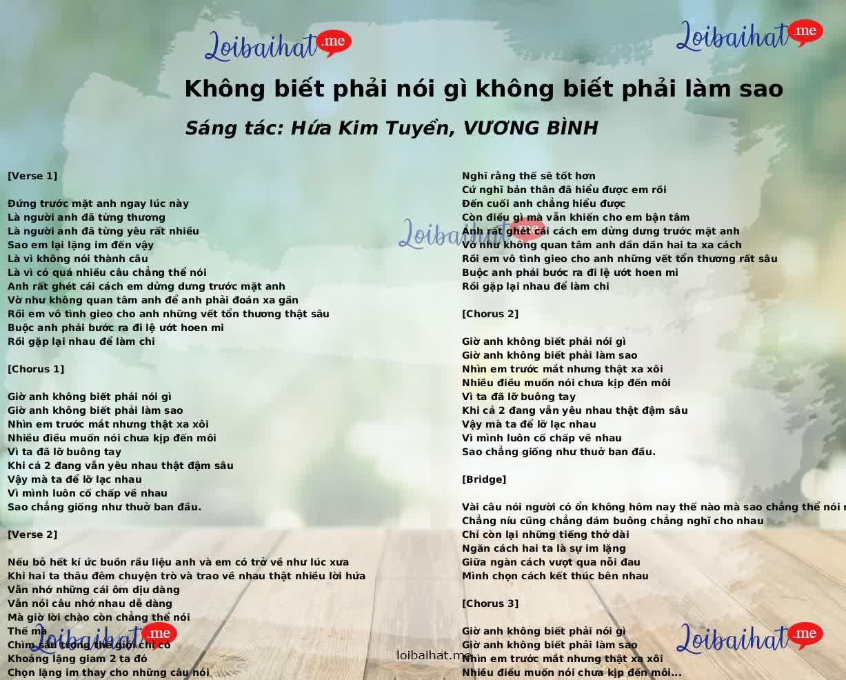 Không biết phải nói gì không biết phải làm sao