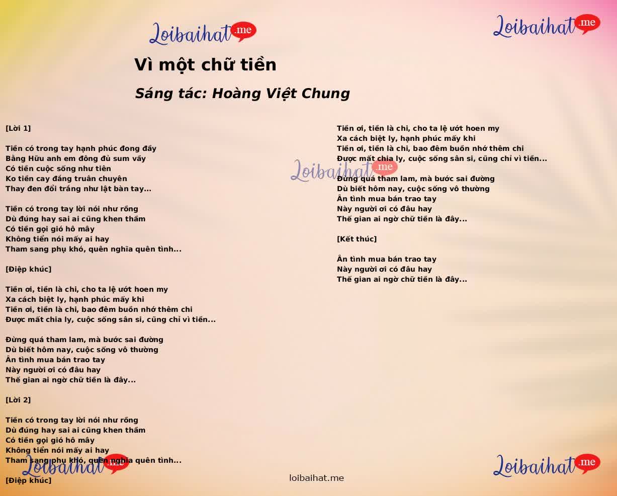 Vì một chữ tiền