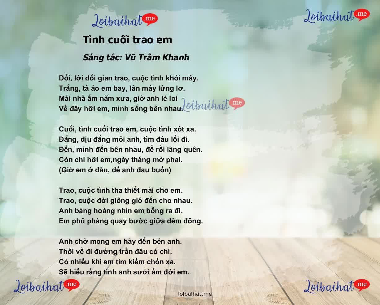 Tình cuối trao em