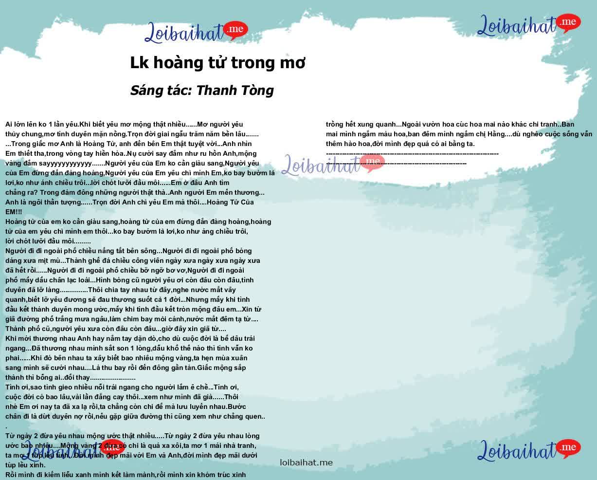 Lk hoàng tử trong mơ