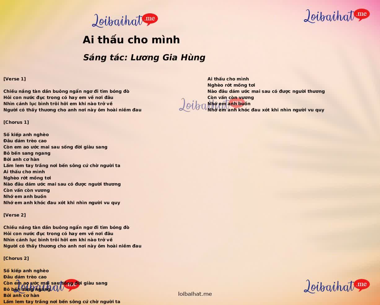Ai thấu cho mình