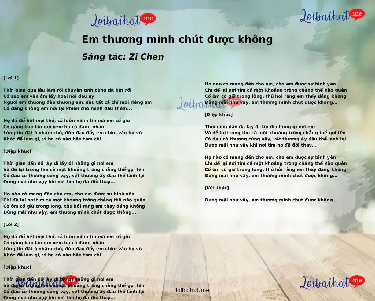 Em thương mình chút được không
