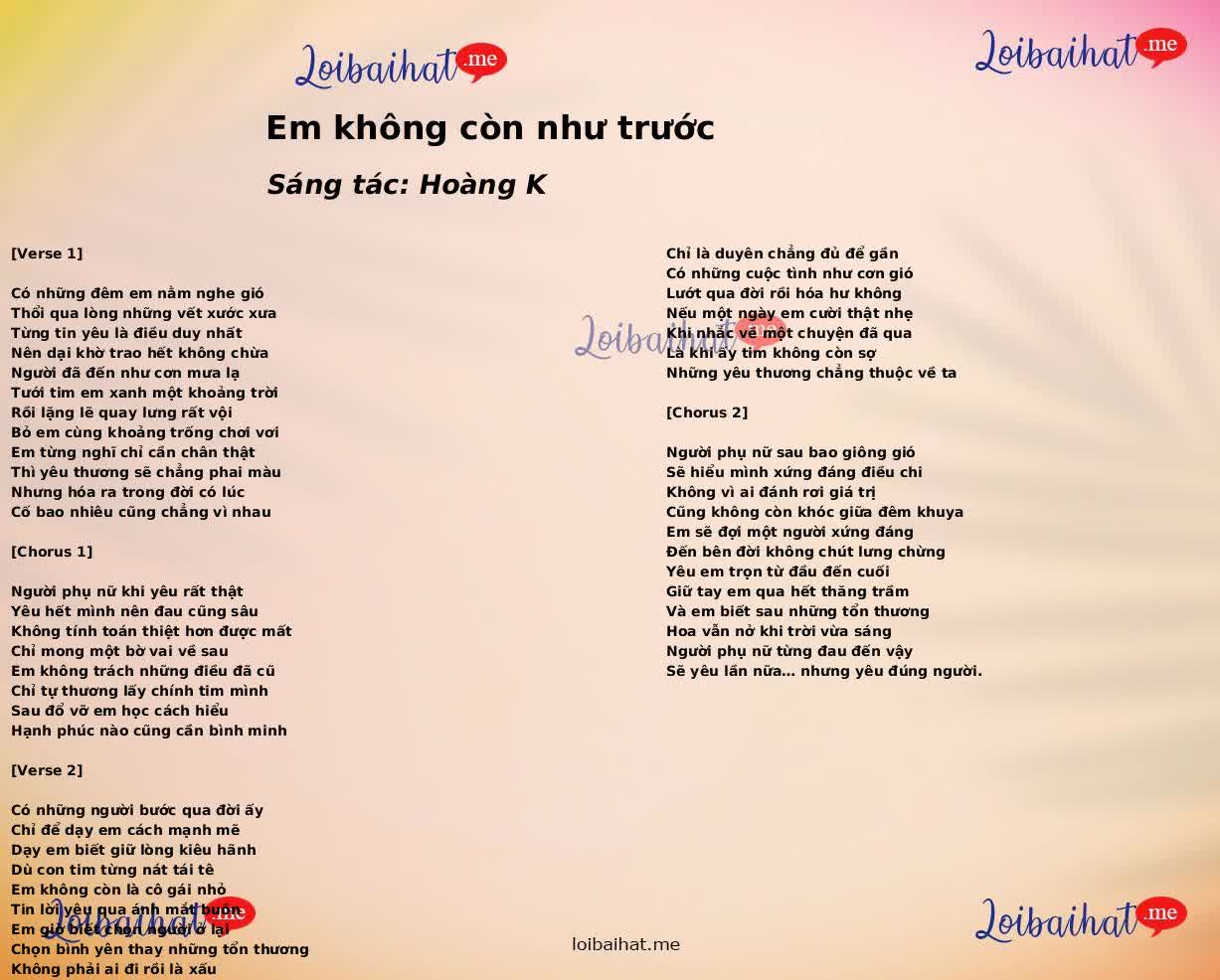 Em không còn như trước