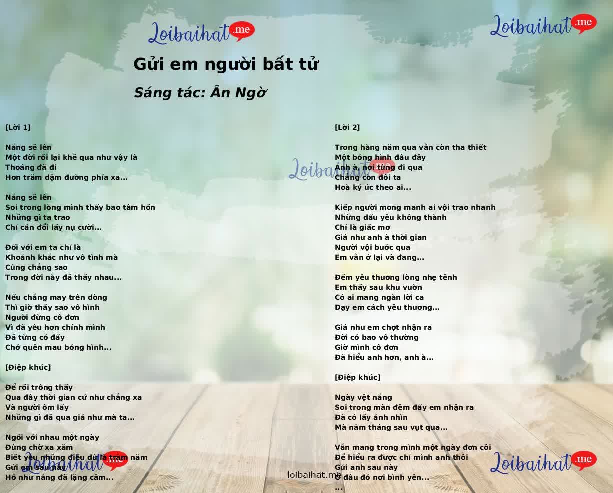 Gửi em người bất tử