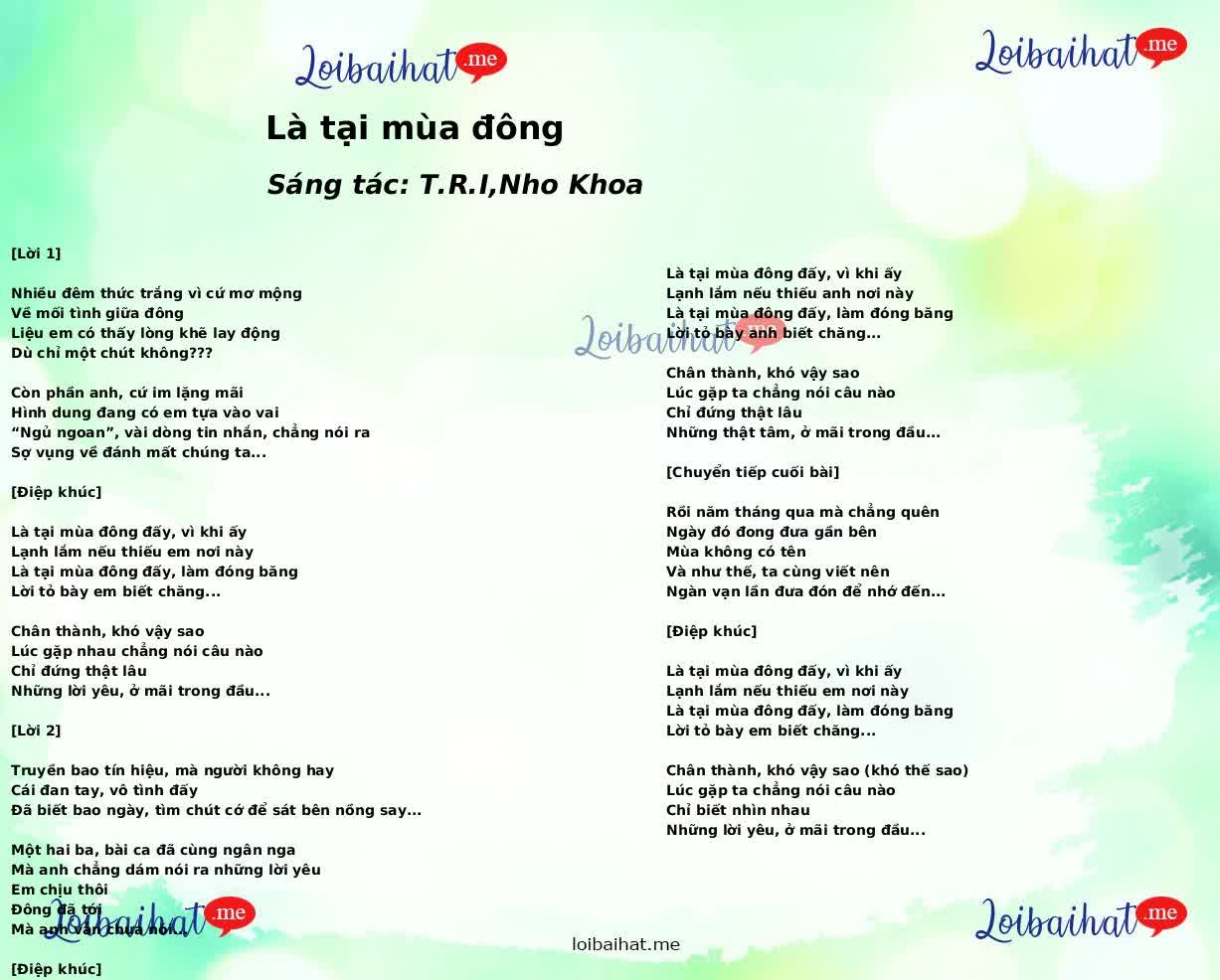 Là tại mùa đông