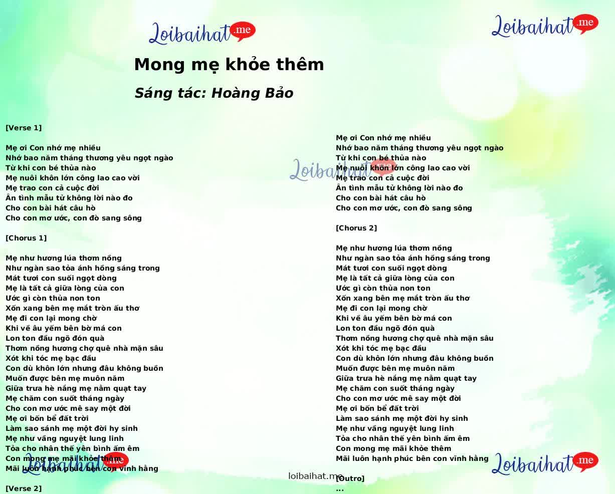 Mong mẹ khỏe thêm