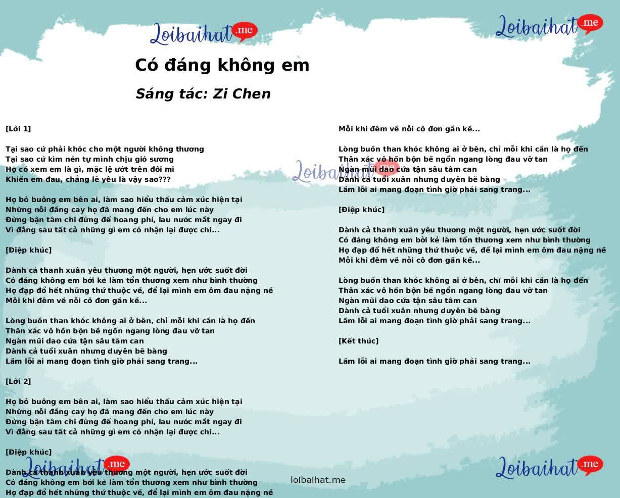 Có đáng không em