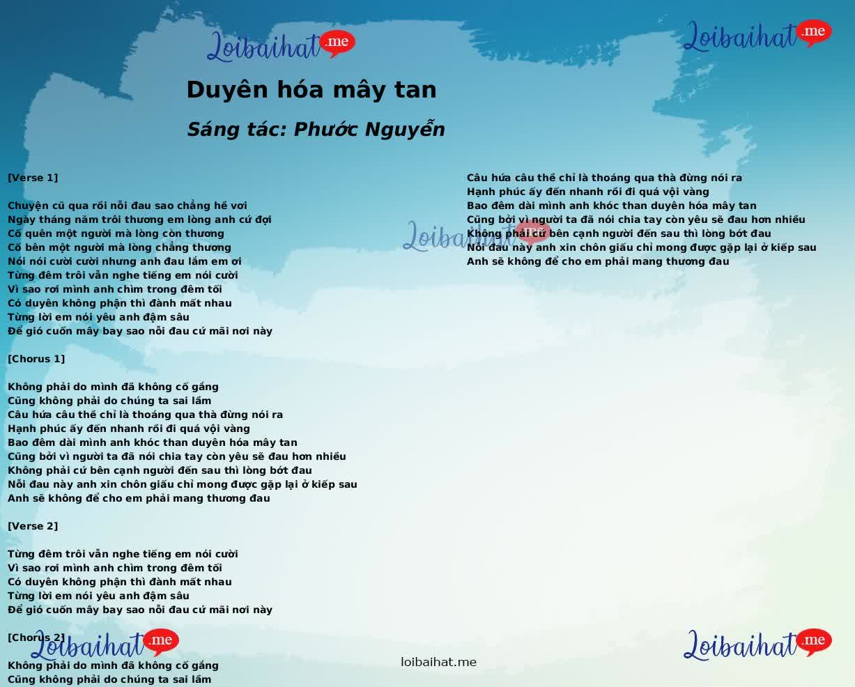 Duyên hóa mây tan