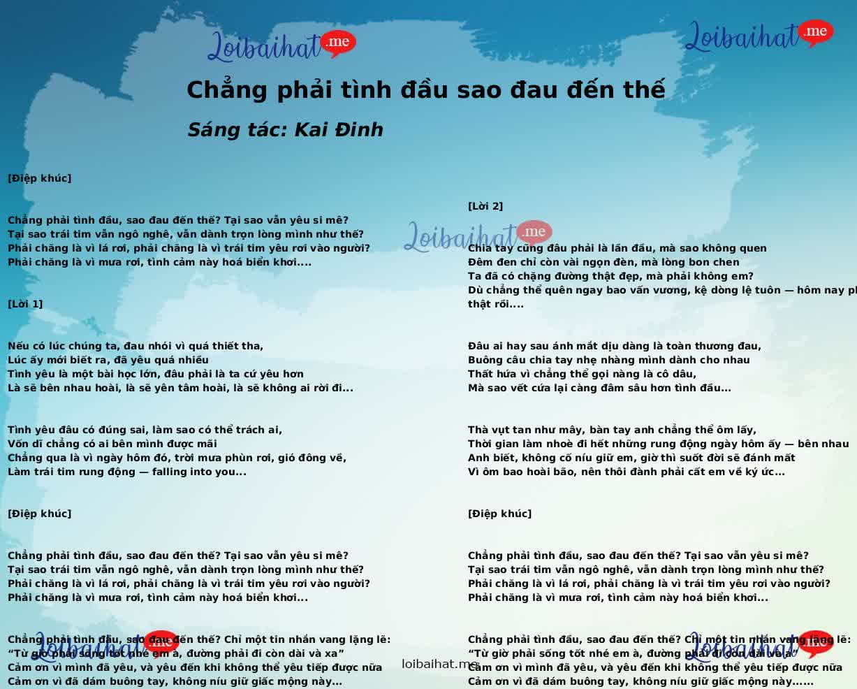 Chẳng phải tình đầu sao đau đến thế