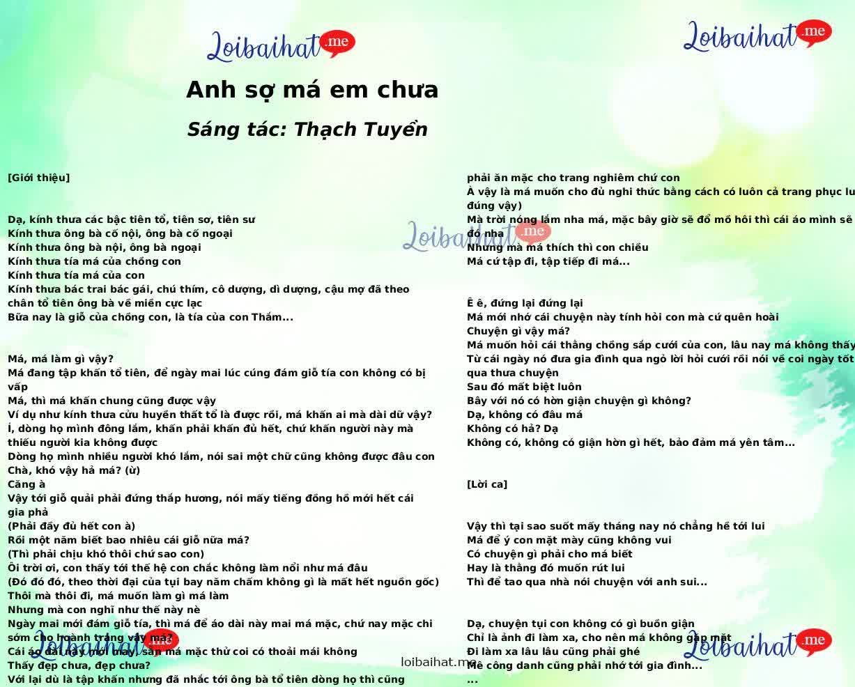 Anh sợ má em chưa