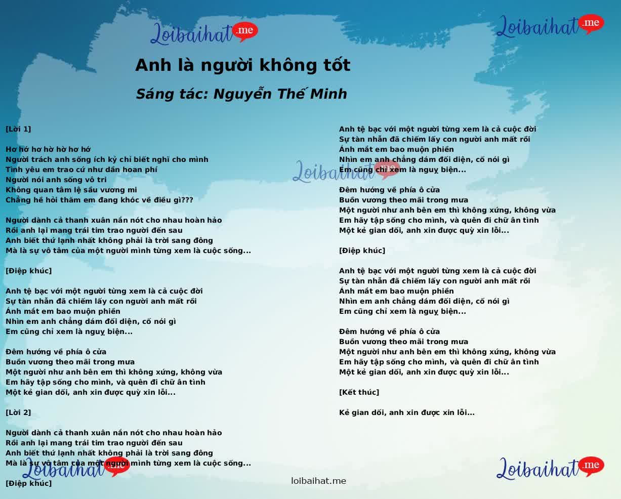 Anh là người không tốt