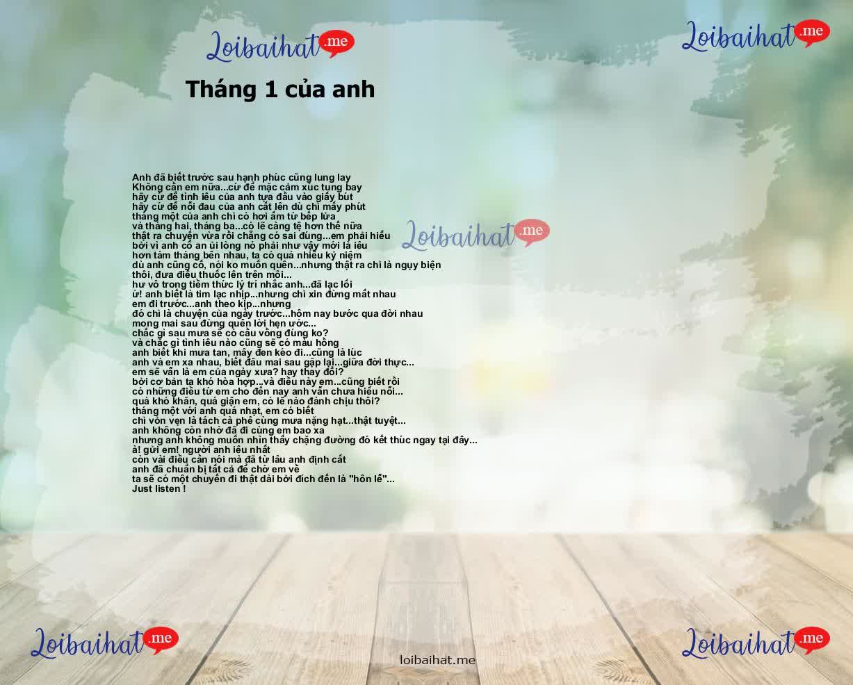 Tháng 1 của anh