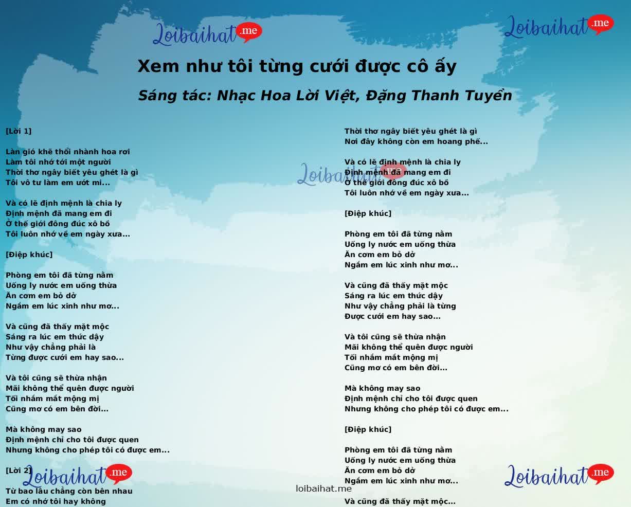 Xem như tôi từng cưới được cô ấy