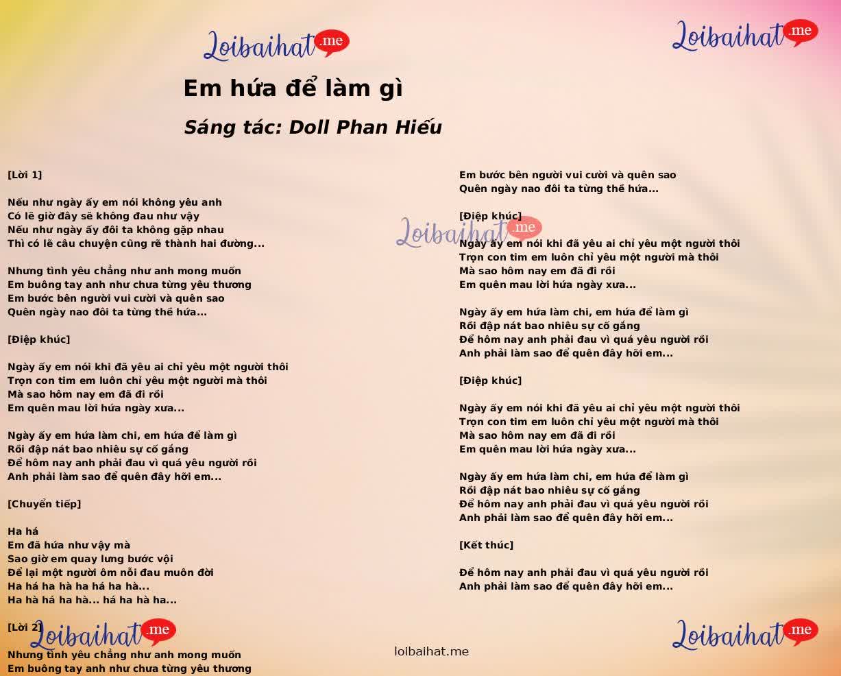 Em hứa để làm gì