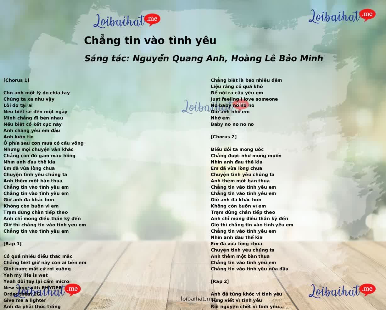 Chẳng tin vào tình yêu