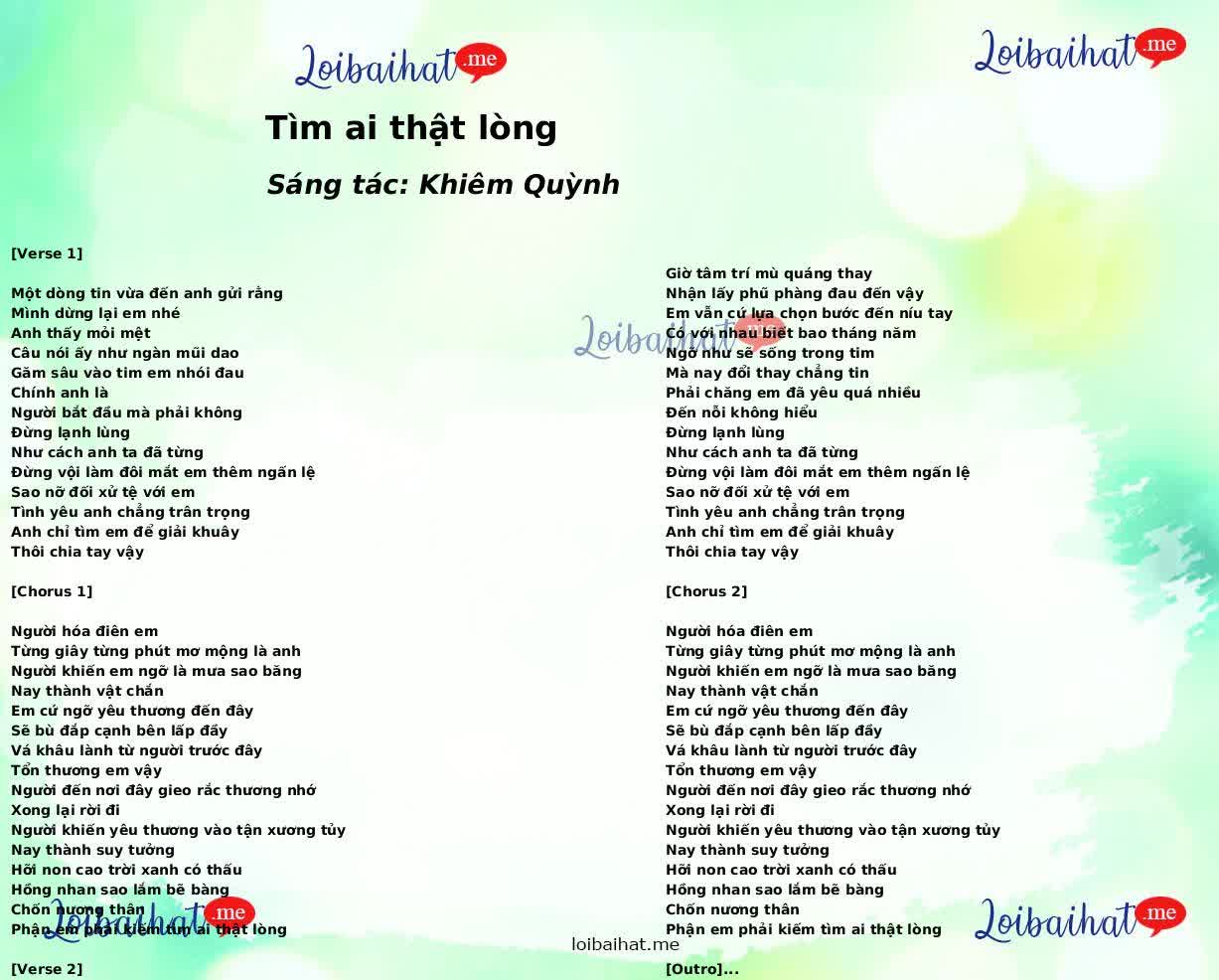 Tìm ai thật lòng