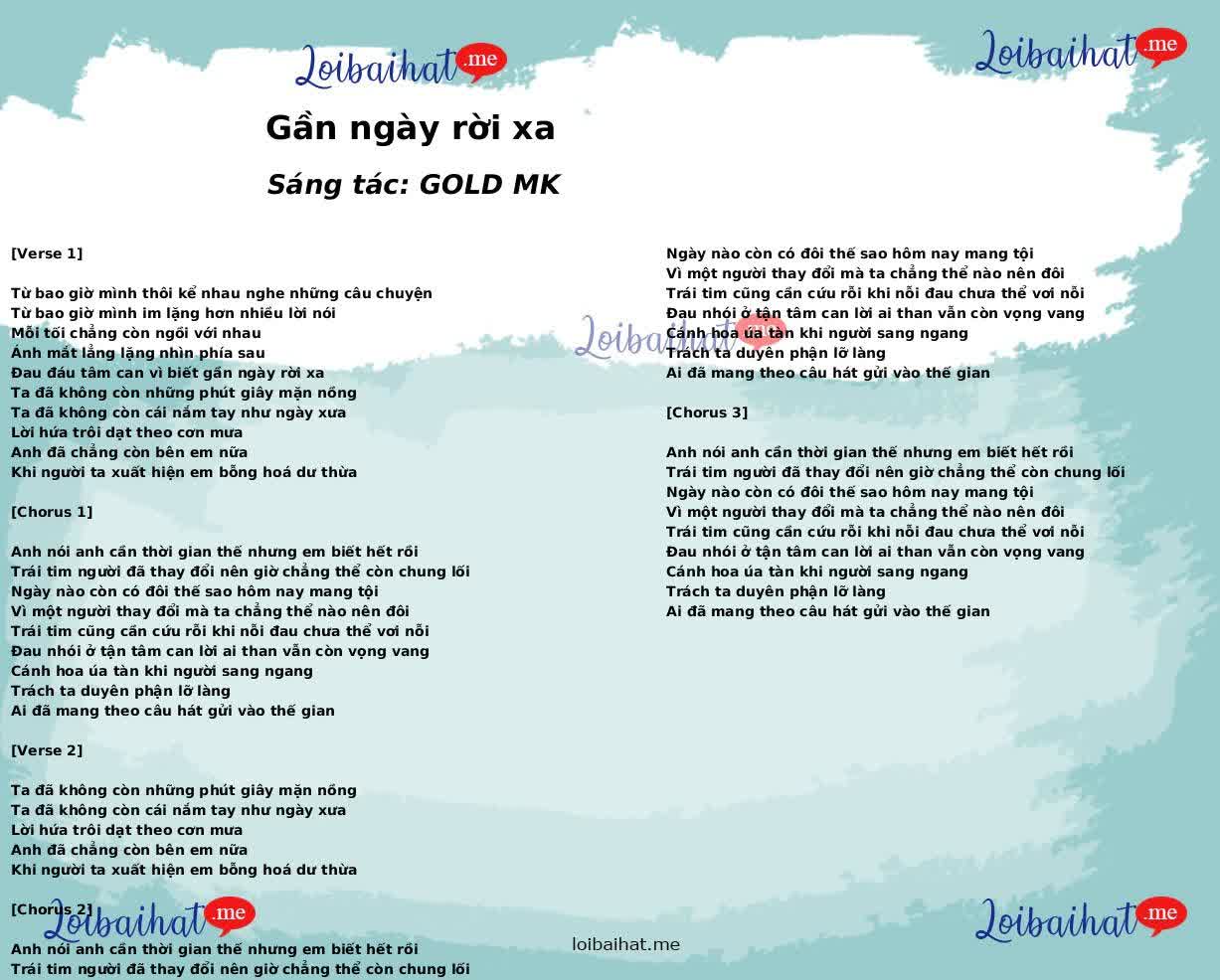 Gần ngày rời xa